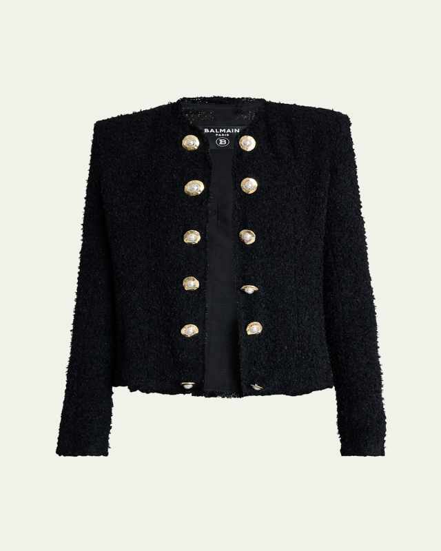 Two-Tone Button Tweed Spencer Jacket